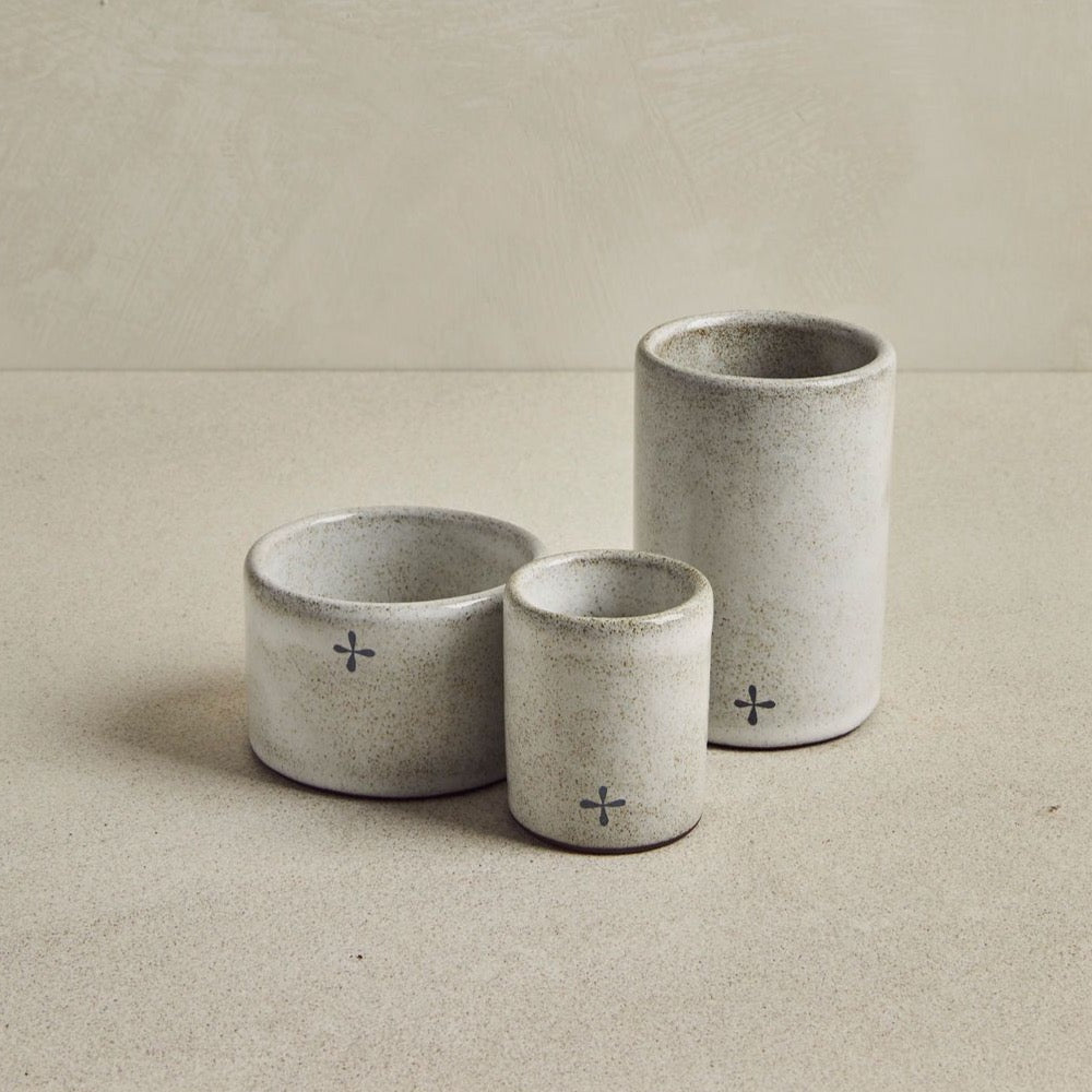 Trio de ramequins en céramique gris